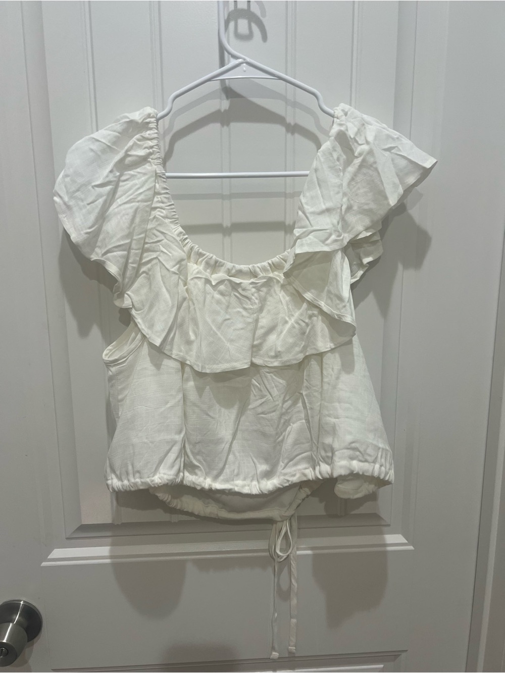 Poetry White Ruffle Tie-Front Peasant Blouse - Women's - Picture 4 of 4